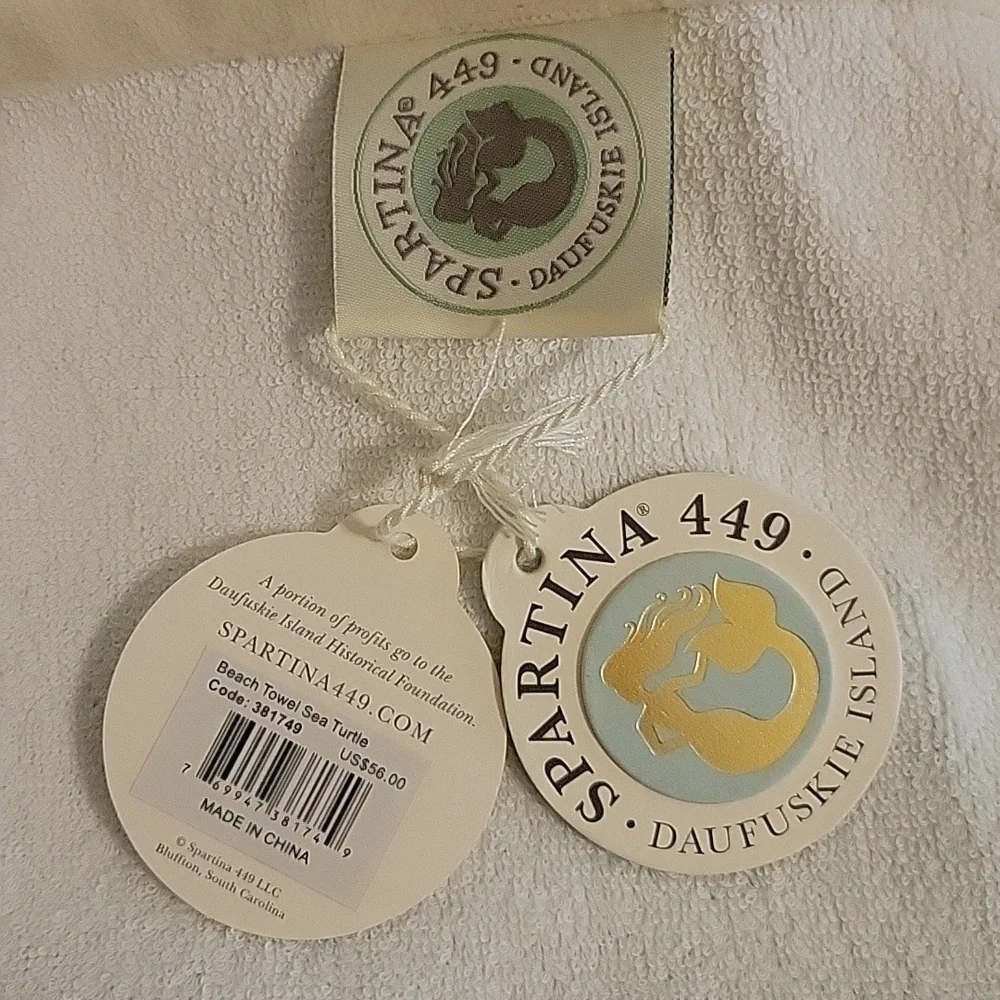 Spartina 449 Oversized Plush Velour Beach Towel Sea Turtle NWT